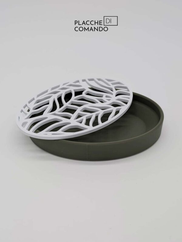 Porta sapone 3D verde oliva con griglia bianca a foglia