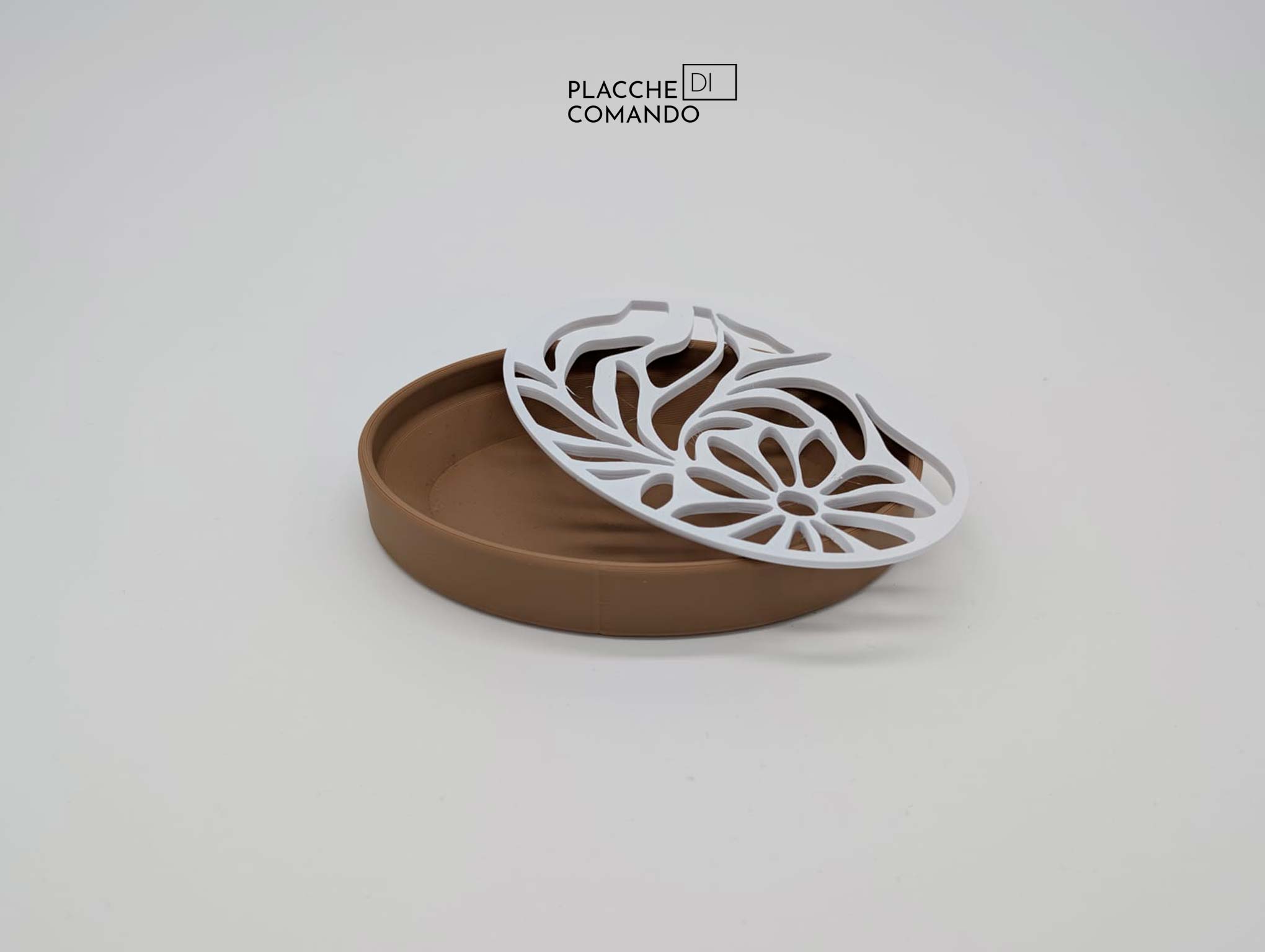 Porta sapone 3D color sabbia con griglia bianca floreale