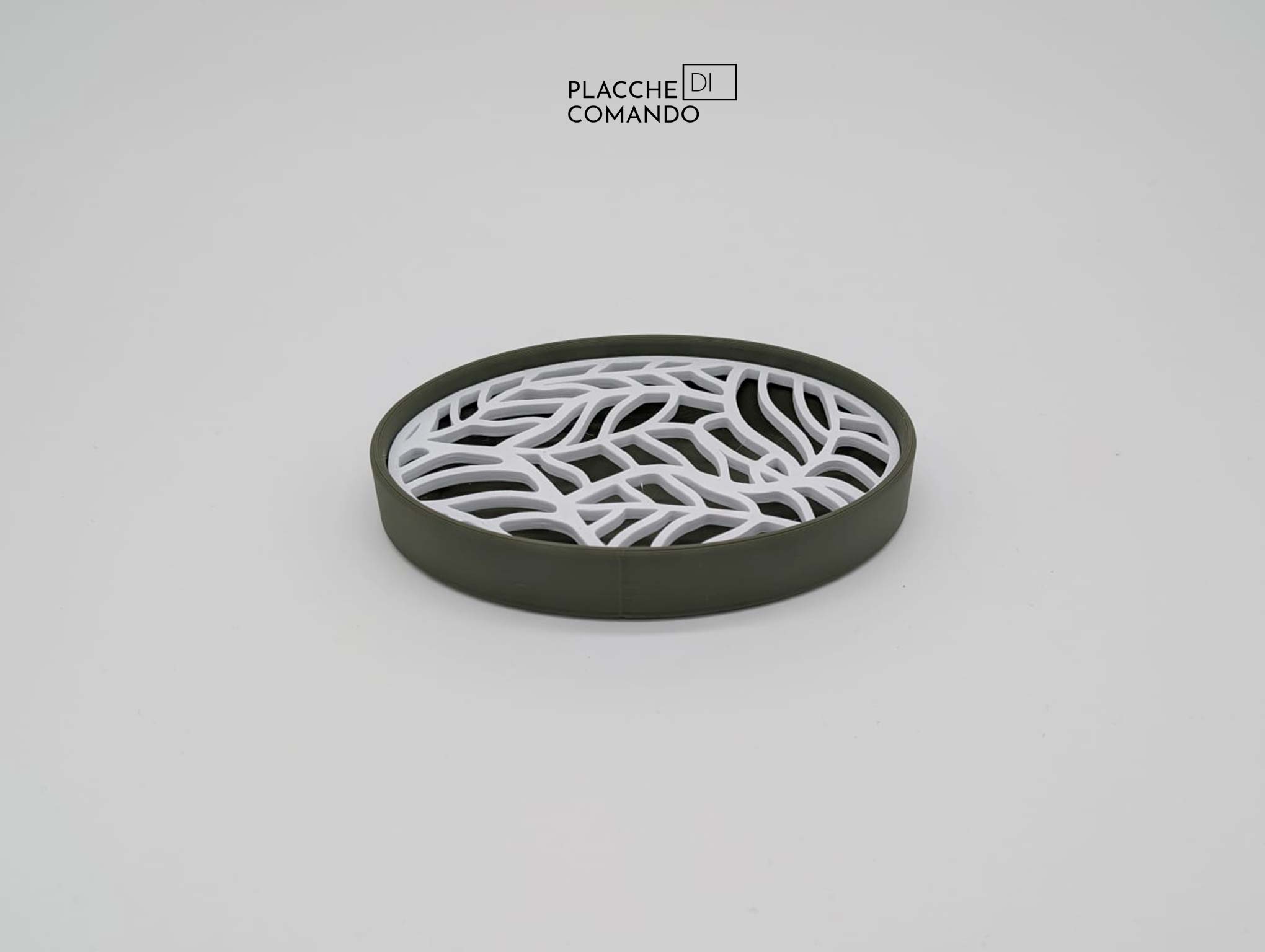 Porta sapone 3D verde oliva con griglia bianca a foglia