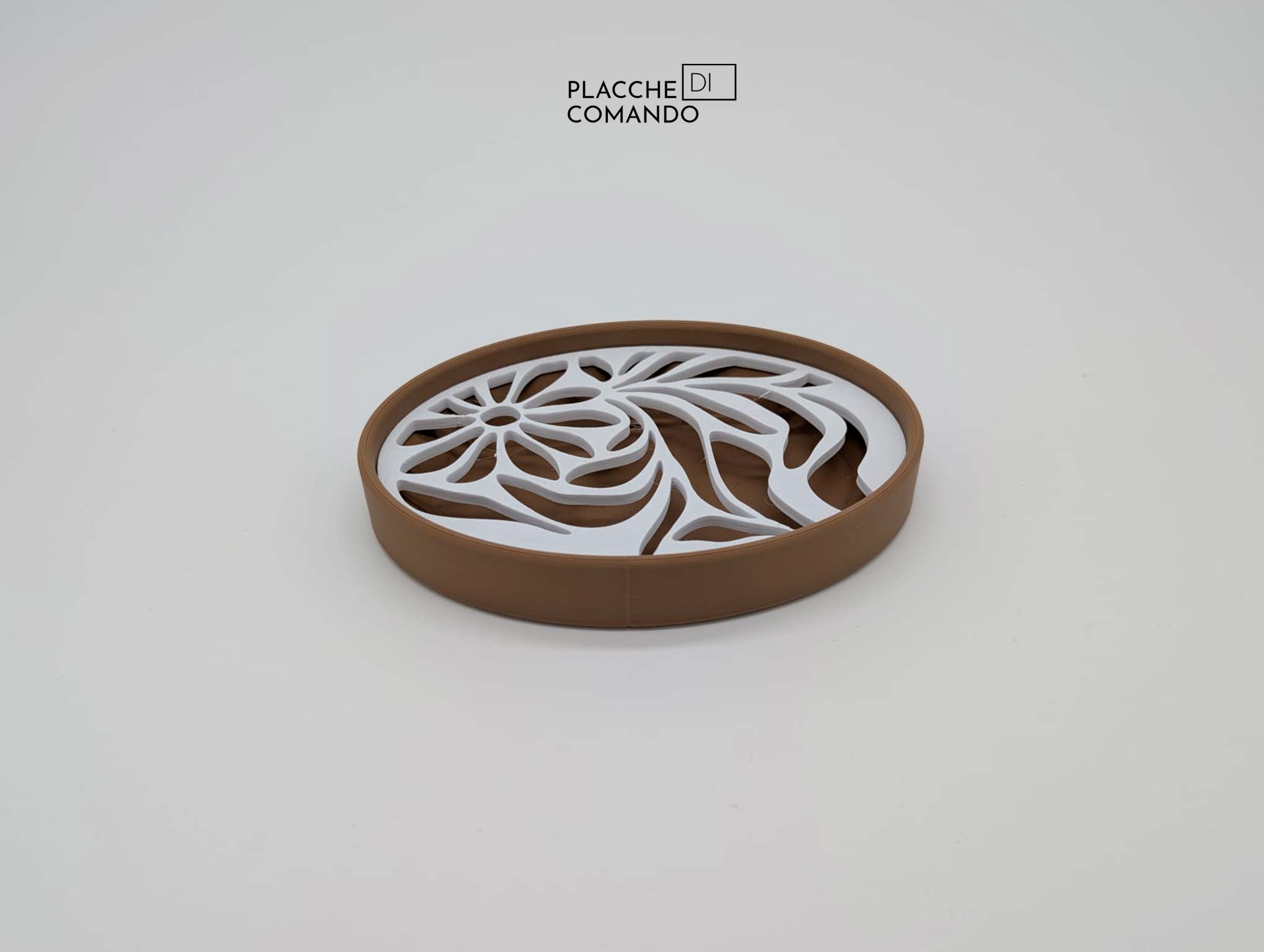 Porta sapone 3D color sabbia con griglia bianca floreale